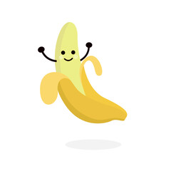 Banana fruit character cute vector.
