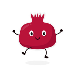 Obraz premium fun pomegranate, fruit icon vector illustration. 