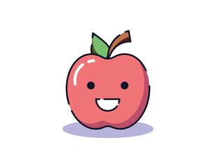 Isolated vector illustration of apple with bright smile. Suitable for web sites, apps, books, advertisement etc