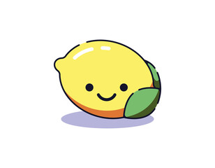 Isolated vector illustration of lemon with smile. Suitable for web sites, apps, books, advertisement etc