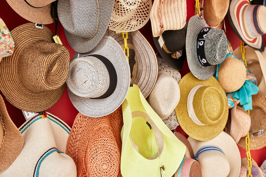 Straw hats on the wall