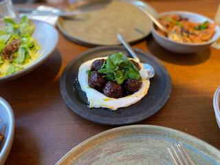 Turkish Sour and Sweet Meatballs with Potato Puree. Kofte or Kofta