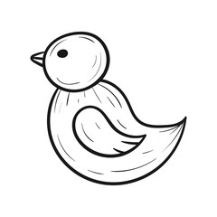 Obraz premium Baby toy, rubber duck for swimming, vector isolated doodle illustration.