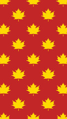 Naklejka na ściany i meble pattern of yellow maple leaves on a brown background. template for application to the surface. Vertical image.