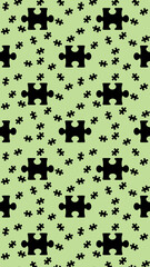 Fototapeta na wymiar pattern. Image of black puzzle elements on pastel pea backgrounds. riddle. Template for applying to surface. 3D image. 3D rendering. Vertical image.