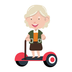 Old Woman On Hoverboard Vector