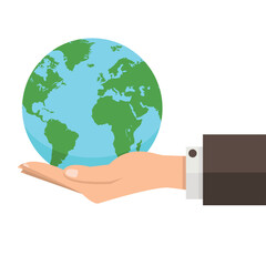 Hand holding the earth globe earth day