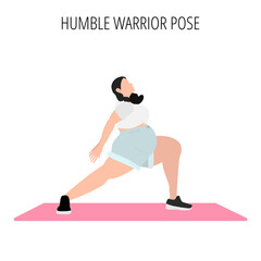 Obraz na płótnie Canvas Young woman doing humble warrior pose yoga workout