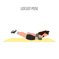 Young woman doing locust pose yoga workout