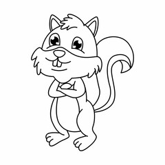 Fototapeta premium Coloring page cute squirrel vector illustration