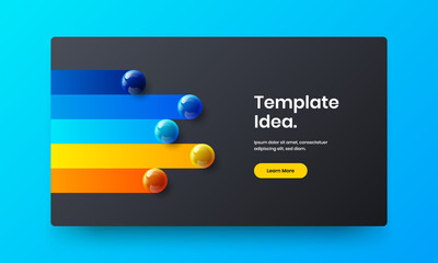 Minimalistic 3D balls handbill template. Fresh website screen design vector concept.