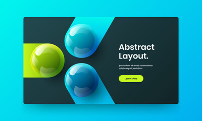 Creative 3D spheres annual report template. Amazing postcard design vector layout.