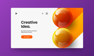 Trendy company cover design vector layout. Clean realistic balls brochure concept.