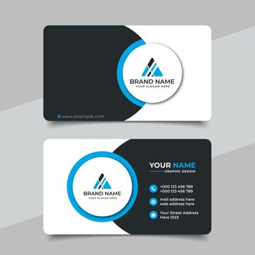 blue modern creative business card and name card, horizontal simple clean template vector design