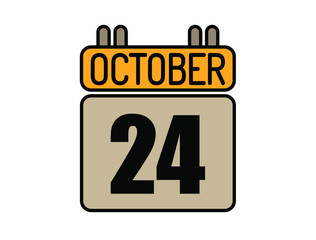 Day 24 October calendar icon. Calendar vector for October days isolated on white background.