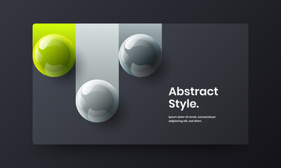 Unique handbill design vector layout. Colorful 3D balls corporate brochure illustration.