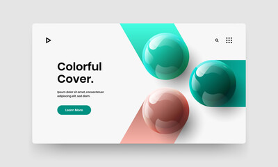 Isolated leaflet design vector layout. Multicolored realistic spheres brochure illustration.