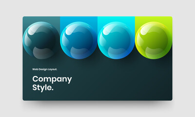 Simple company brochure vector design concept. Amazing realistic spheres site screen template.