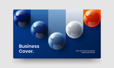 Minimalistic cover vector design layout. Unique 3D spheres placard template.