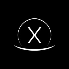  initial X circle letter logo design. X logo icon vector template on dark background.