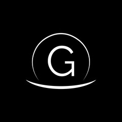  initial G circle letter logo design. G logo icon vector template on dark background.
