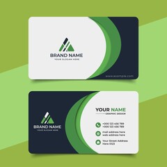 Green modern creative business card and name card, horizontal simple clean template vector design