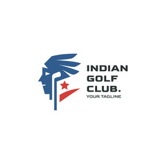 Indian head golf club logo design