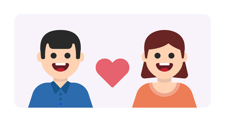 Fototapeta premium Happy couple cartoon character flat design. Valentine concept vector illustration.