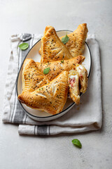 puff pastry pies with cheese and ham