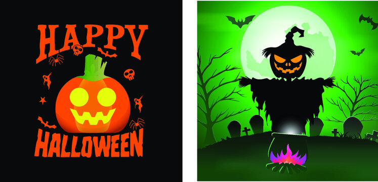 Halloween Scary Horror vector t shirt design 