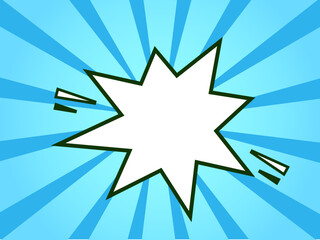 漫画 ギザギザの吹き出し 集中線 背景 ビックリ ポップ コメント 青色 壁紙 ベクターイラスト