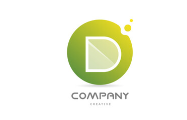 green dots D alphabet letter logo icon with white transparency. Creative template for business