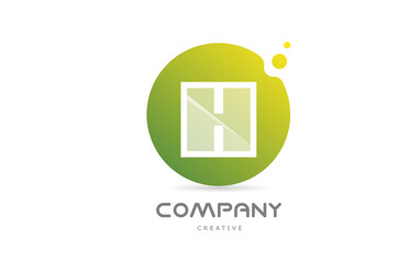 green dots H alphabet letter logo icon with white transparency. Creative template for business