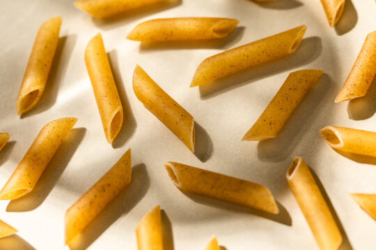 Top view of pattern of raw pasta