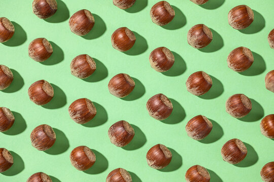 Pattern of raw shelled hazelnuts