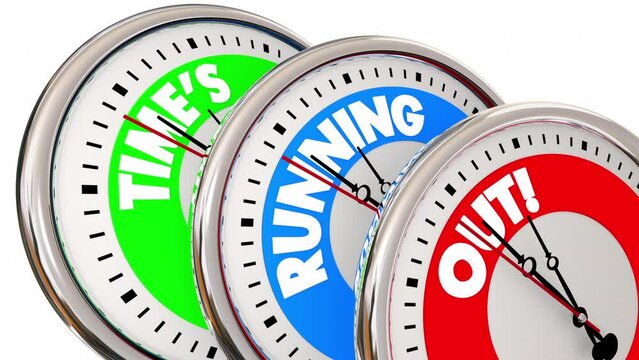 Times Running Out Clocks Timers Countdown Deadline Act Now 3d Animation