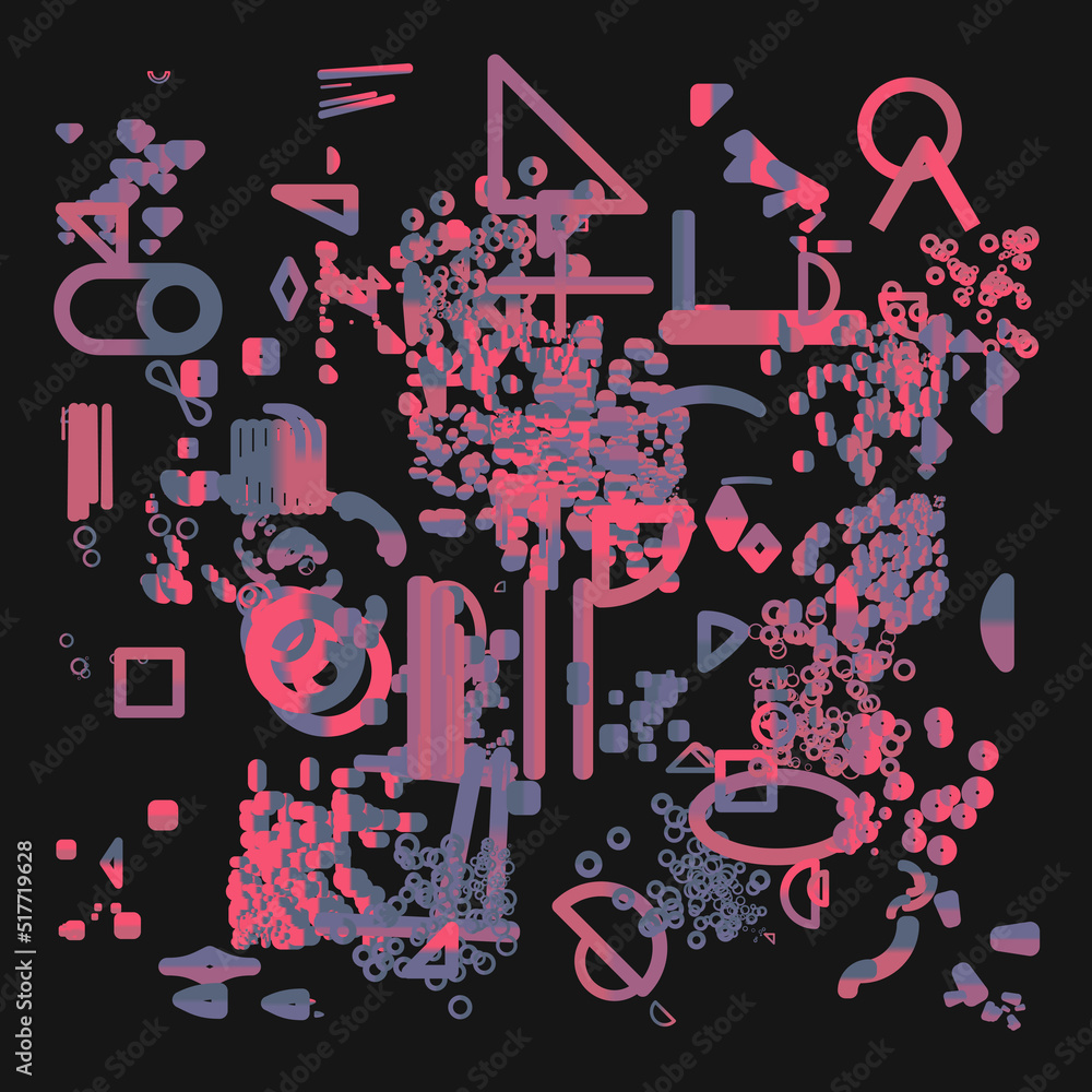 Poster brutalist art inspired vector pattern graphics made with bold abstract geometric shapes
