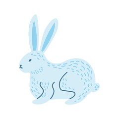 A rabbit drawn in a doodle style. Spring collection. Flat vector illustration