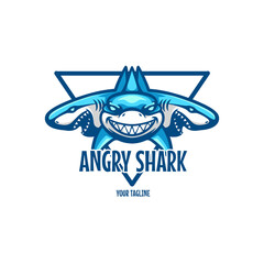 Angry Shark Character Logo