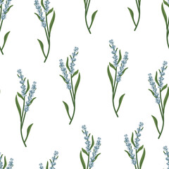 Purple lavender flowers vector seamless pattern.Violet lavender background for fabric, paper and other printing and web projects.