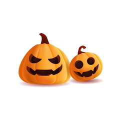 Design of realistic pumpkins with faces for halloween