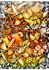 Summer hwatercolor doodle banner