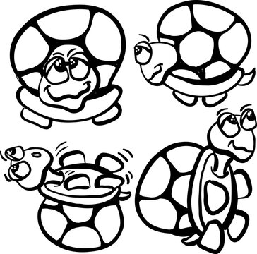turtle design black and white doodle character vector illustration