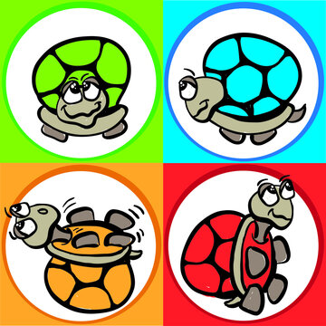 turtle design colors doodle character vector illustration