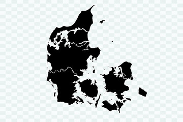 Denmark Map black Color on White Background quality files Png