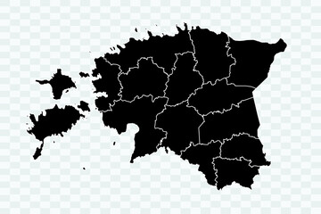 Estonia Map black Color on White Background quality files Png
