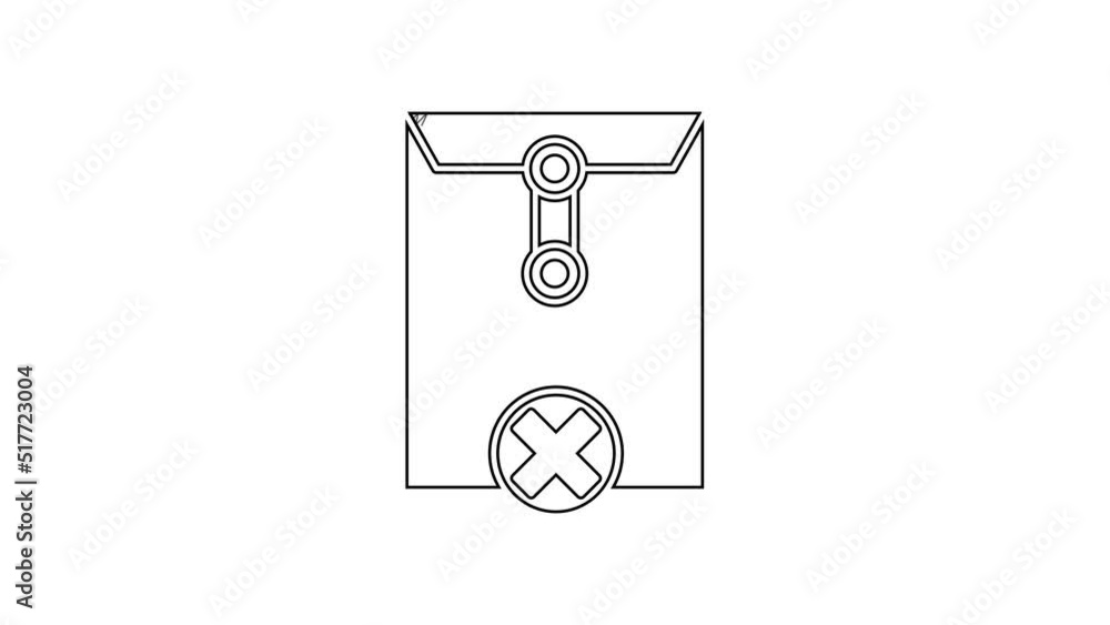 Poster black line delete envelope icon isolated on white background. delete or error letter. cross on messa