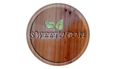 3d layer wood cutting  sweet home door hanger sign. home decoration  , wall decoration background with leaf.