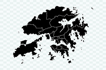 Hong Kong Map black Color on White Background quality files Png