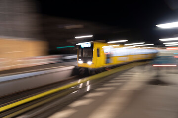 Motion Blur shot of modern Berlin Metro train, Germany  © Mustard Assets
